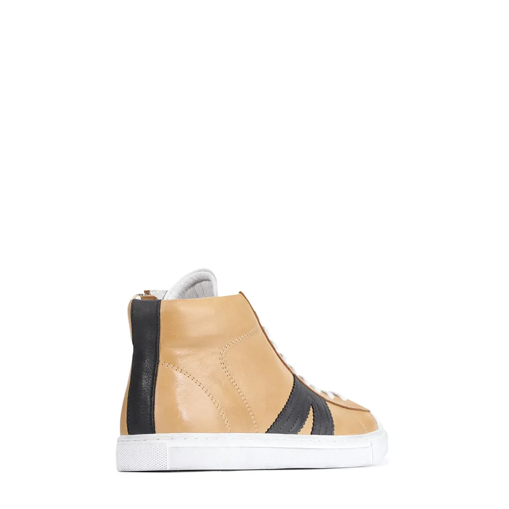 BURNISH LEATHER HIGH-TOP SNEAKERS
