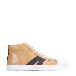BURNISH LEATHER HIGH-TOP SNEAKERS