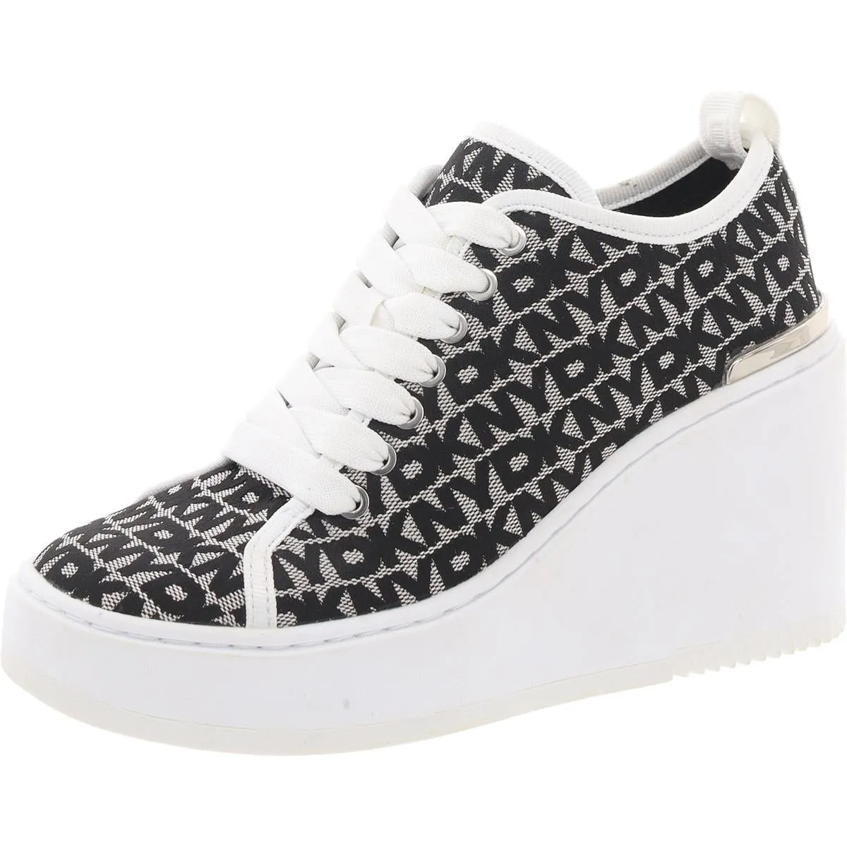 Byla Womens Lace-Up Canvas Wedge Boots