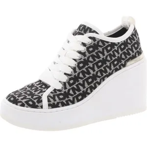 Byla Womens Lace-Up Canvas Wedge Boots