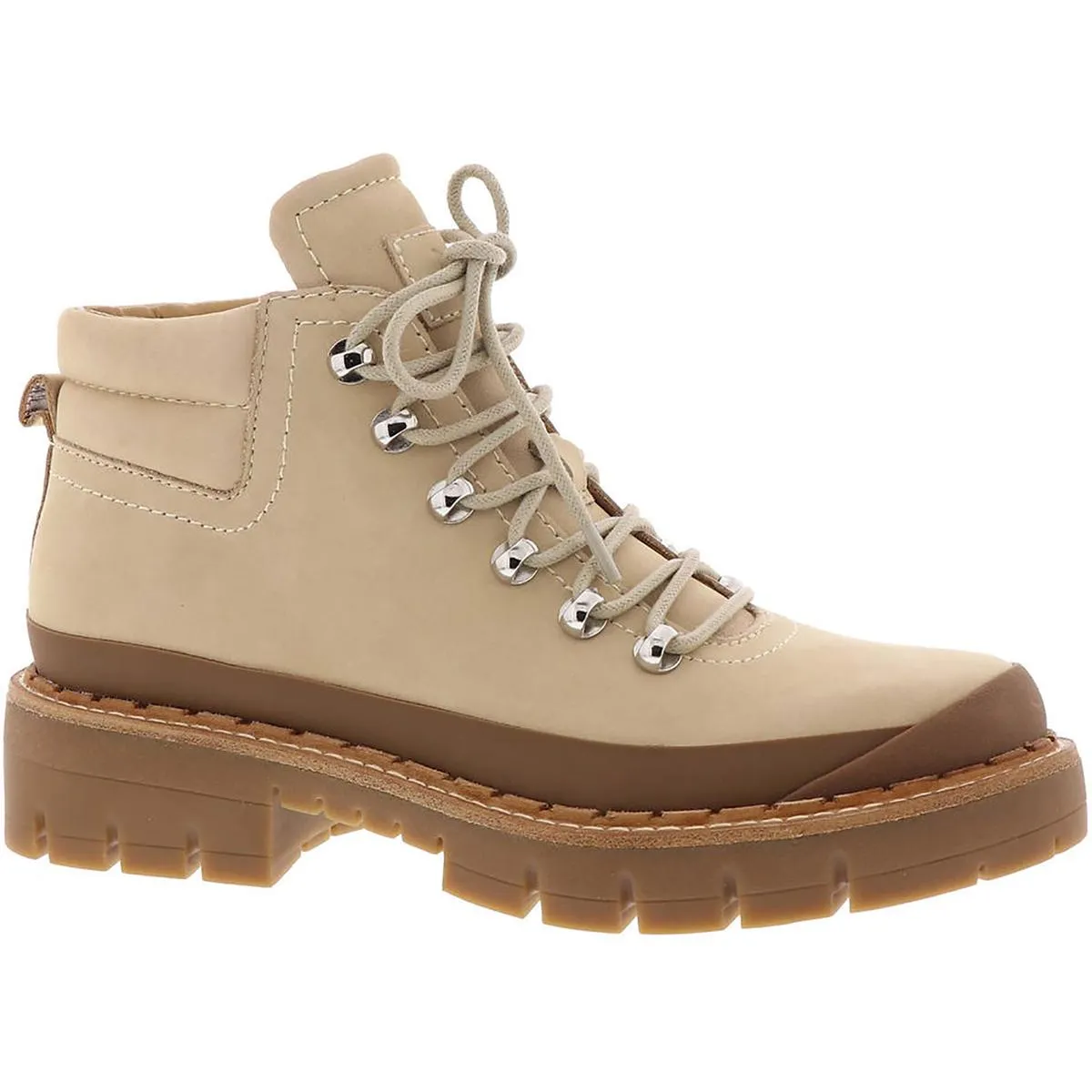 Cairy Womens Leather Lugged Sole Combat & Lace-up Boots