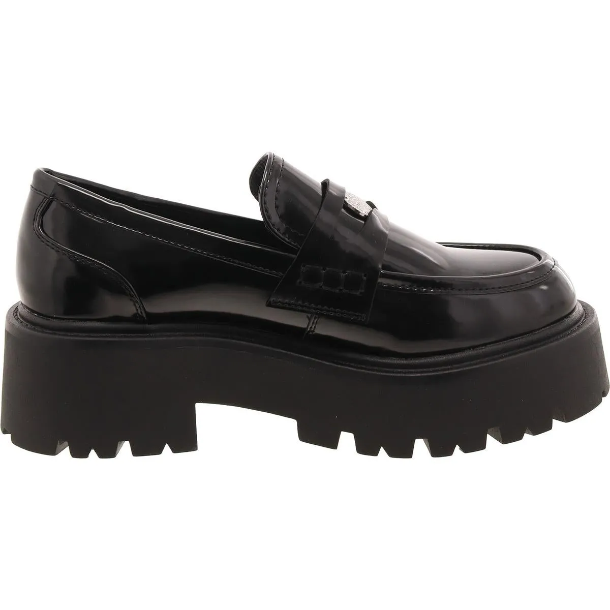 Calistaa Womens Patent Embellished Loafers