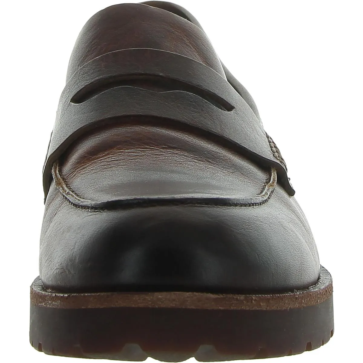 Carlise Womens Leather Block Heel Loafers