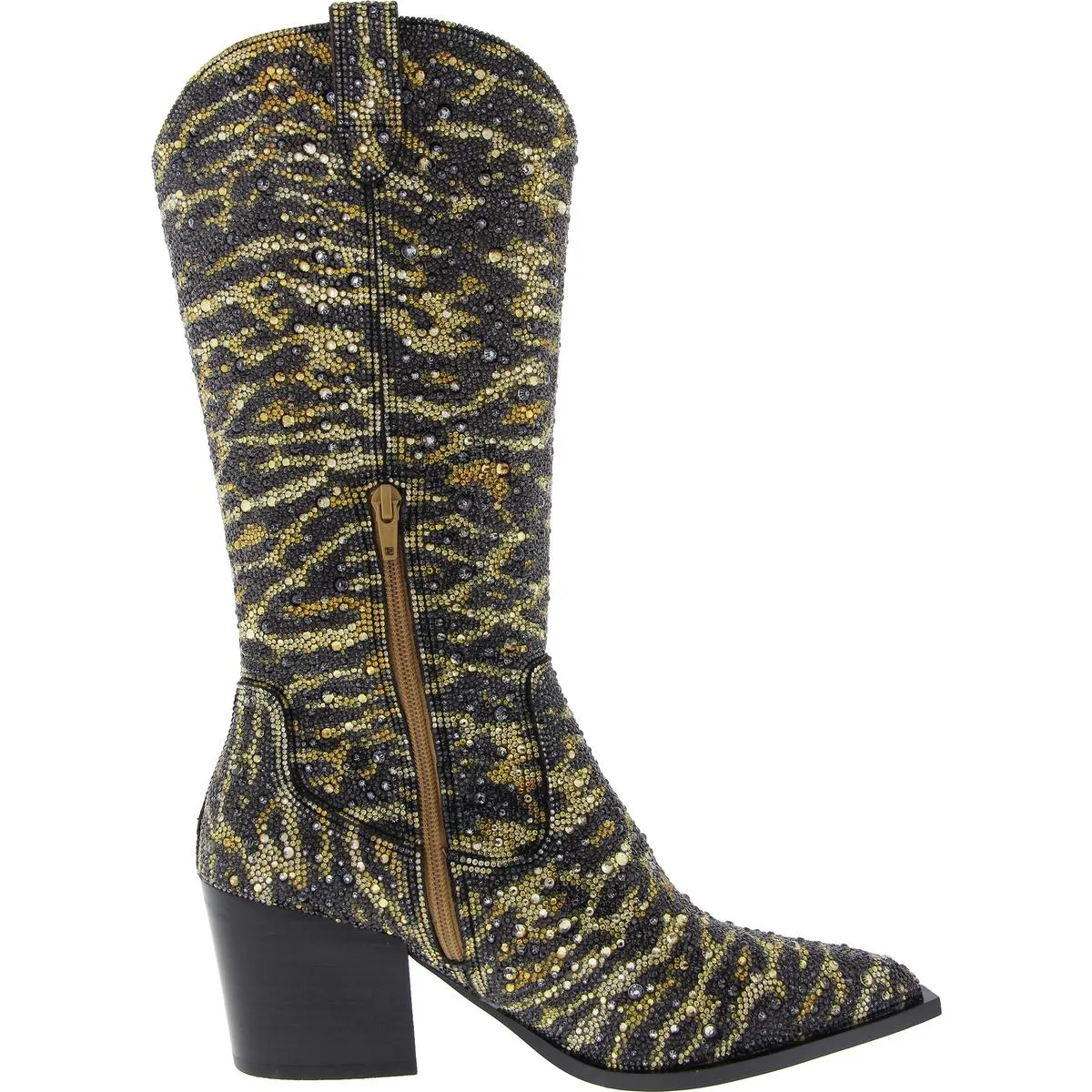 Cash Womens Rhinestone Faux Leather Cowboy, Western Boots