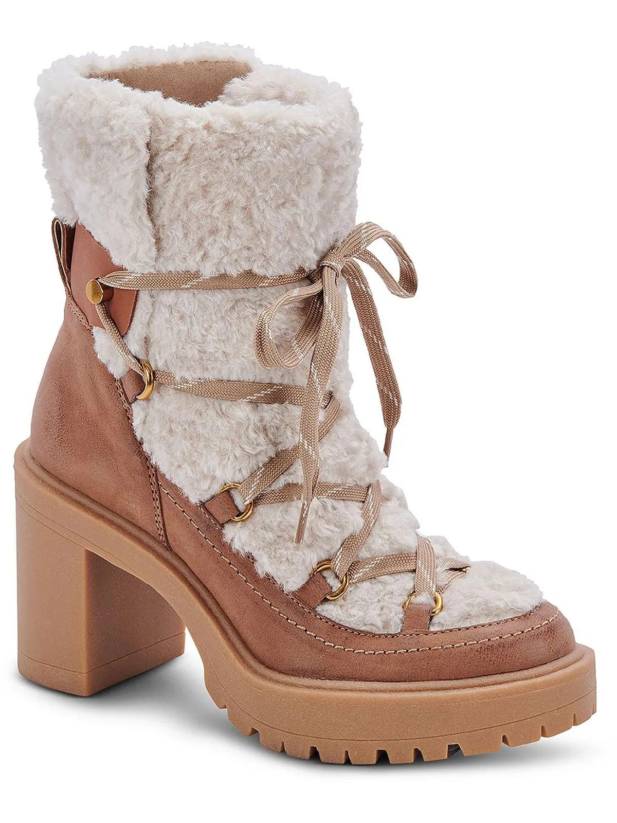 Celtic Womens Faux Fur WInter Block Heels