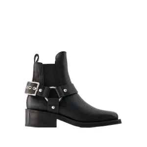 Chelsea Biker Ankle Boots - Leather - Black