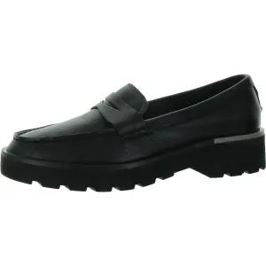 Chunky Penny Womens Leather Slip-On Loafers