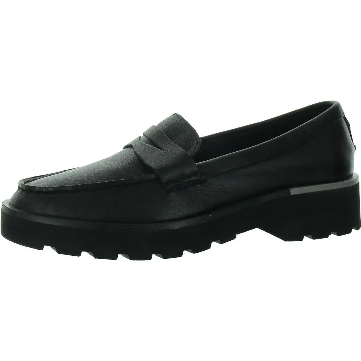 Chunky Penny Womens Leather Slip-On Loafers