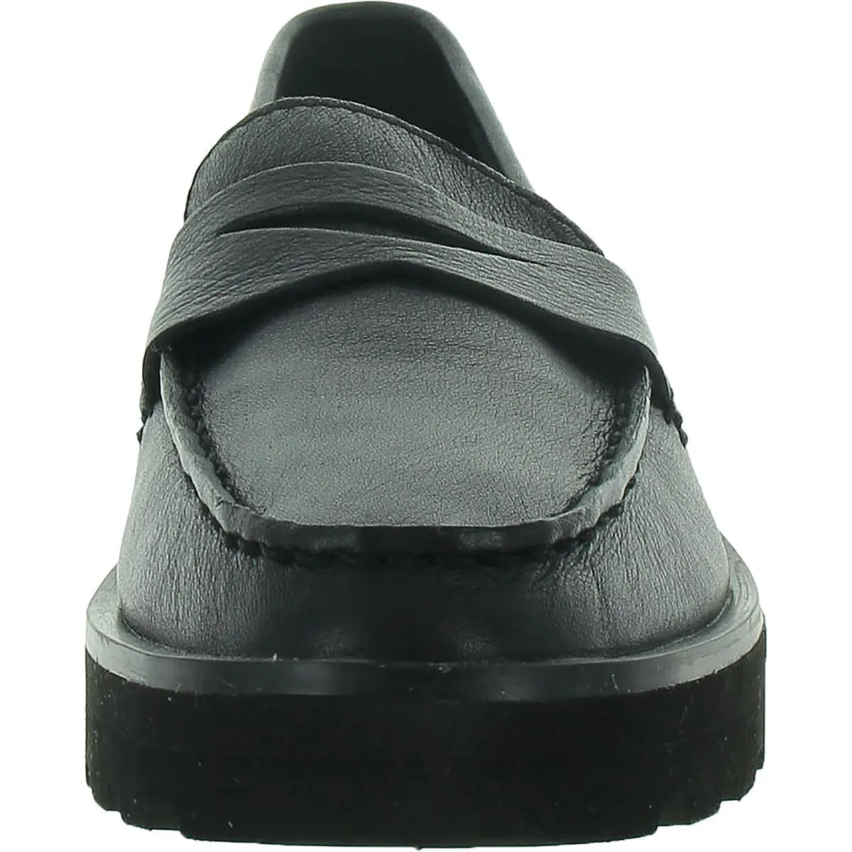 Chunky Penny Womens Leather Slip-On Loafers