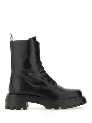 Chunky Sole Black Calf Leather Boots