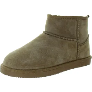 Classic 4 Womens Faux Fur Faux Suede Ankle Boots