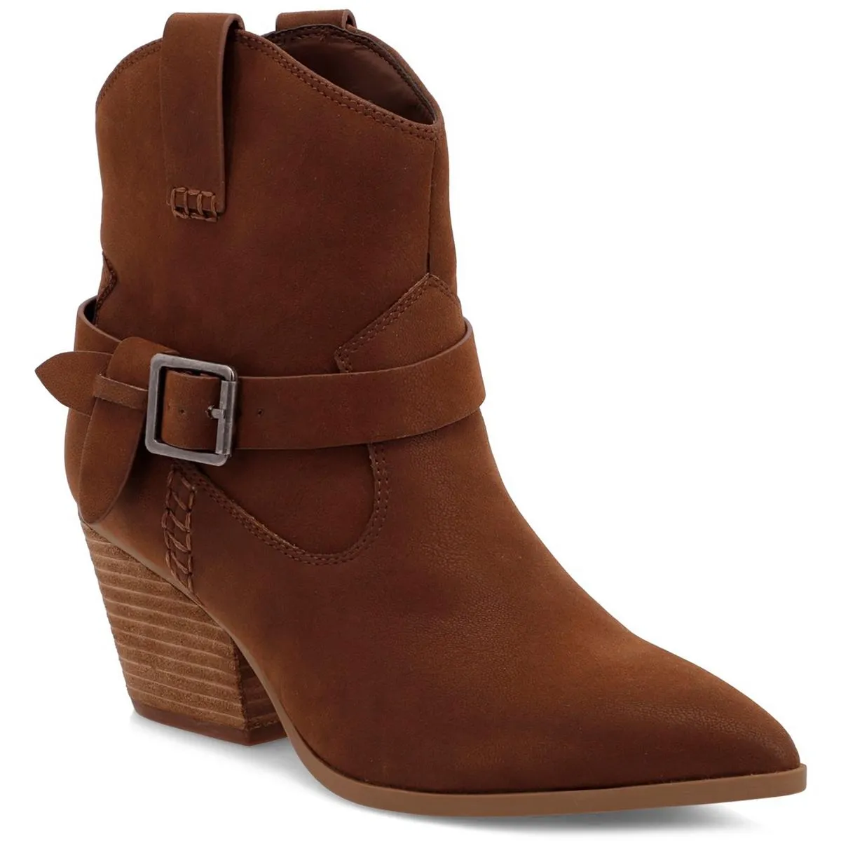 CLEMENT Womens Buckle Manmade Cowboy, Western Boots