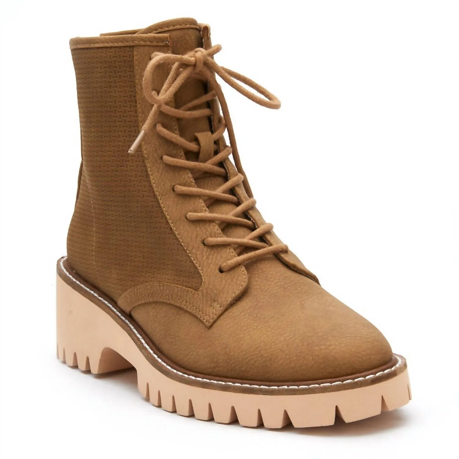 Coconuts Miss Me Combat Boots In Tan