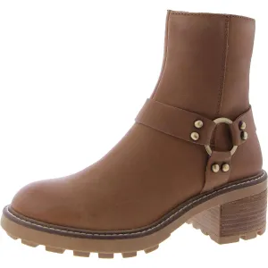 Cordelia Womens Leather Block Heel Ankle Boots