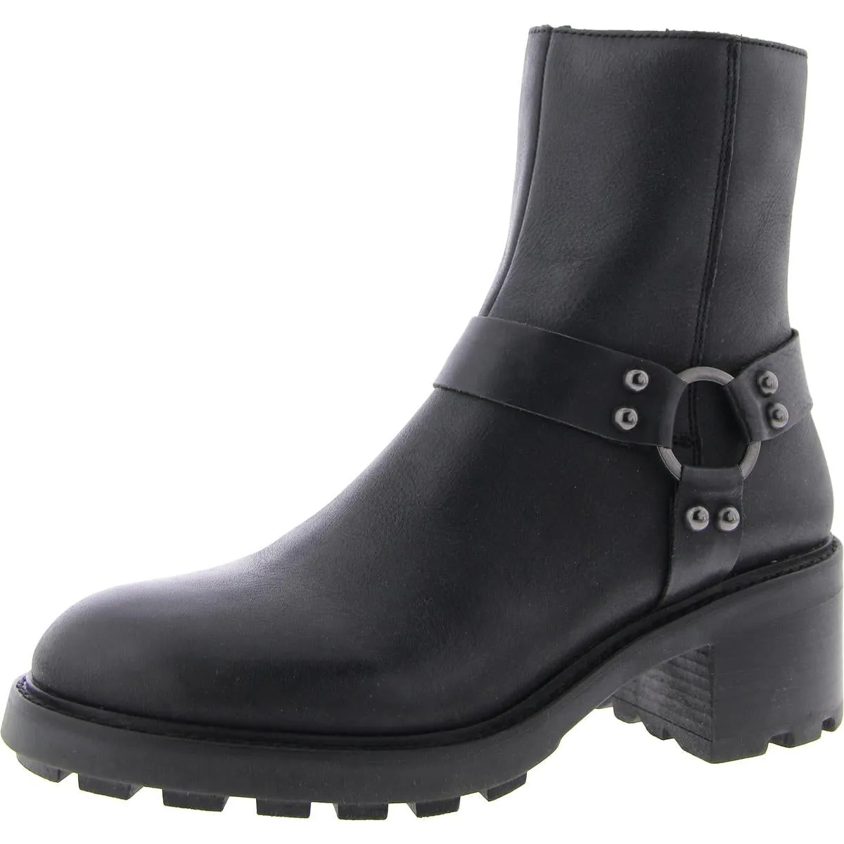 Cordelia Womens Leather Block Heel Ankle Boots