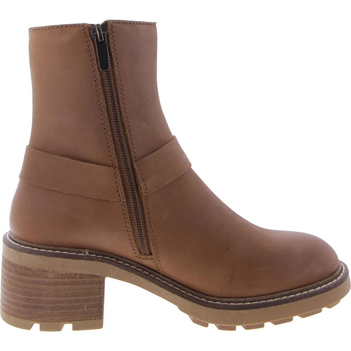 Cordelia Womens Leather Block Heel Ankle Boots