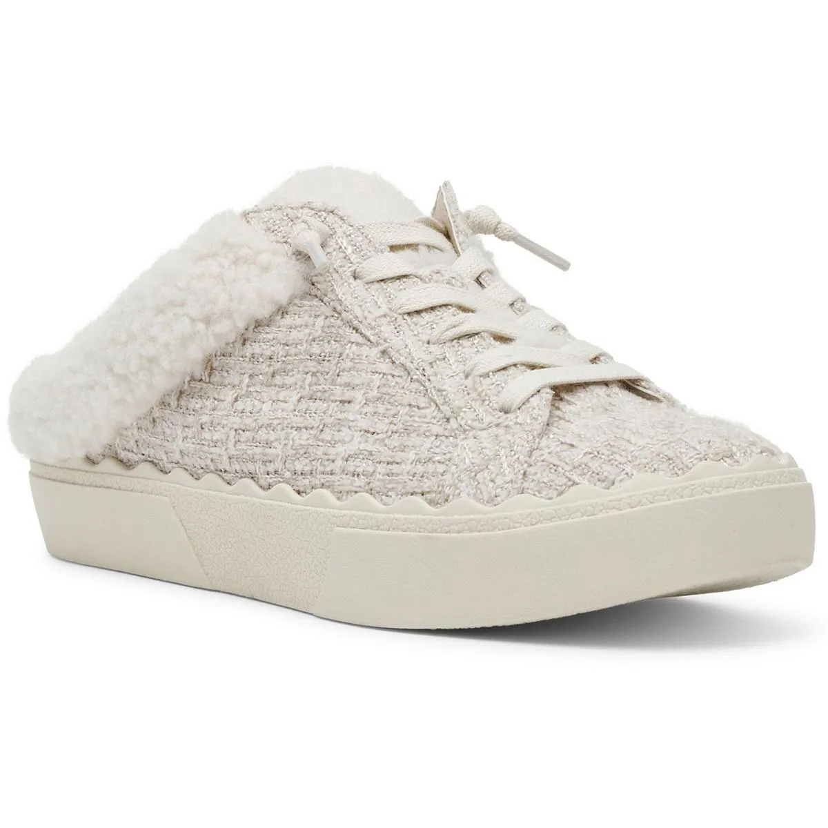 COURAGE Womens Faux Fur Lined Faux Fur Slip-On Sneakers