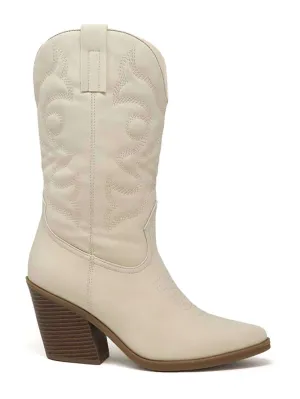 Cowboy Boots With Heel In White