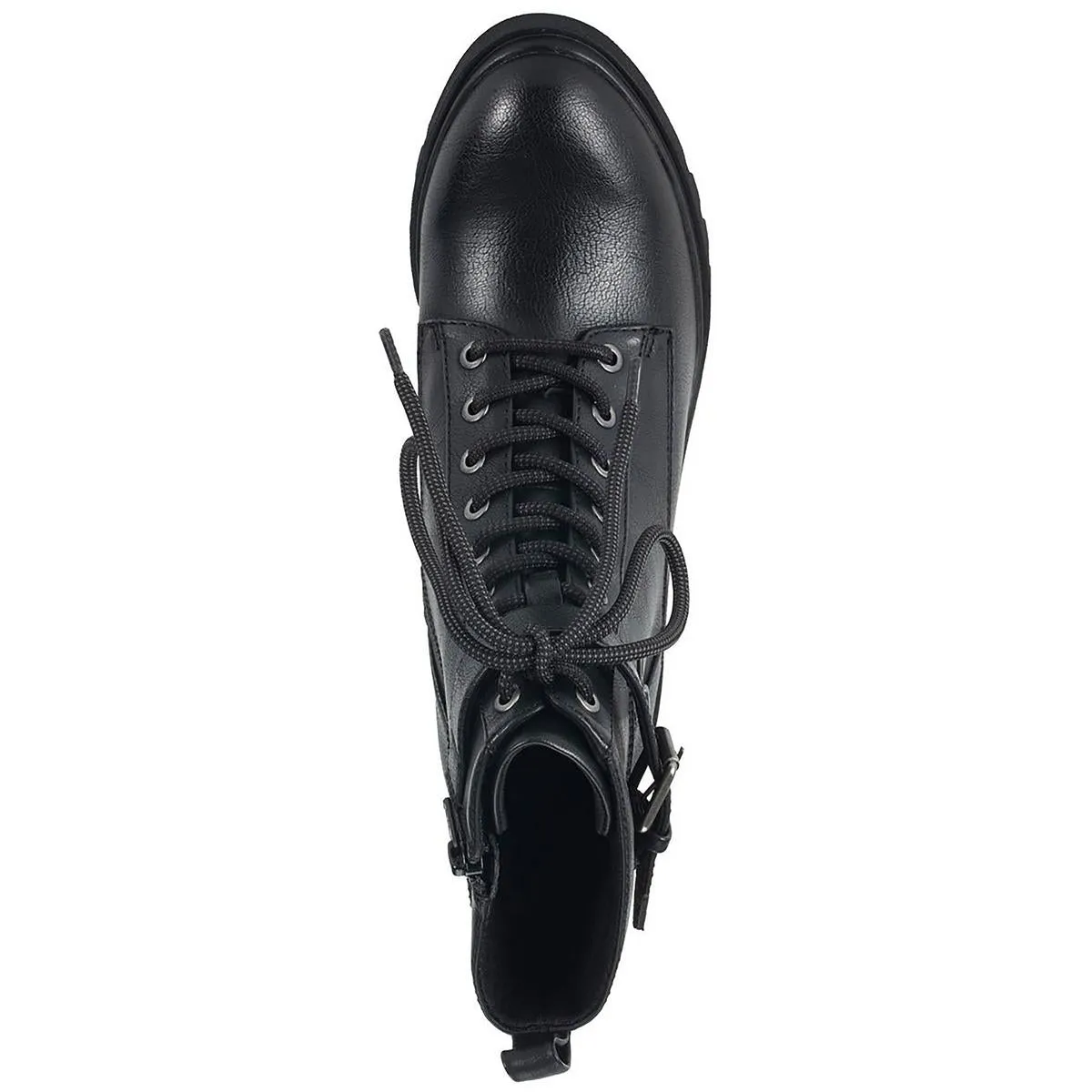 Dani Womens Faux Leather Lug Sole Combat & Lace-Up Boots