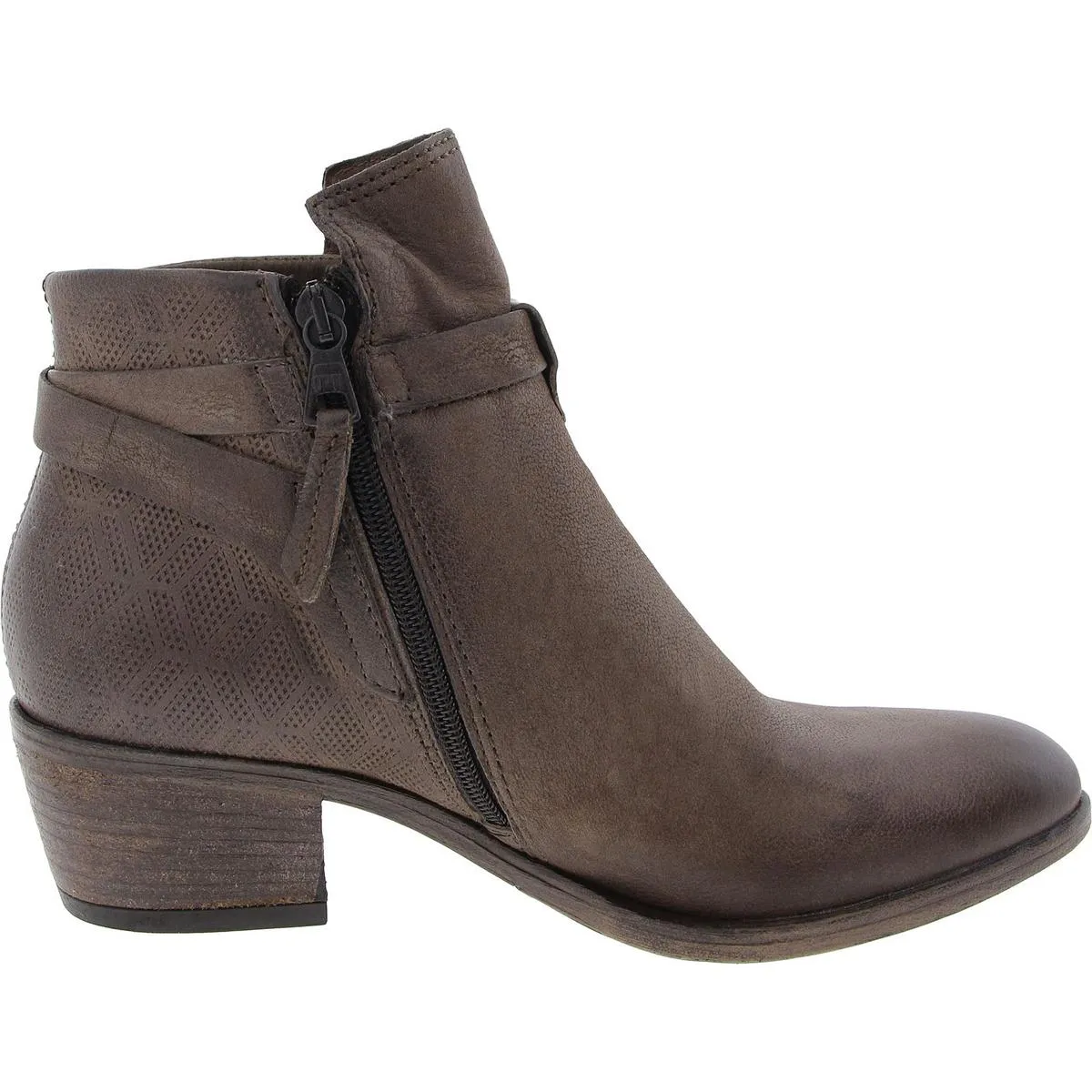 Davis Womens Block Heel Leather Ankle Boots