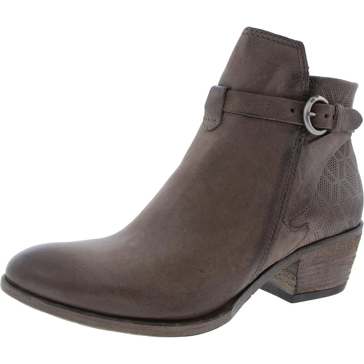 Davis Womens Block Heel Leather Ankle Boots