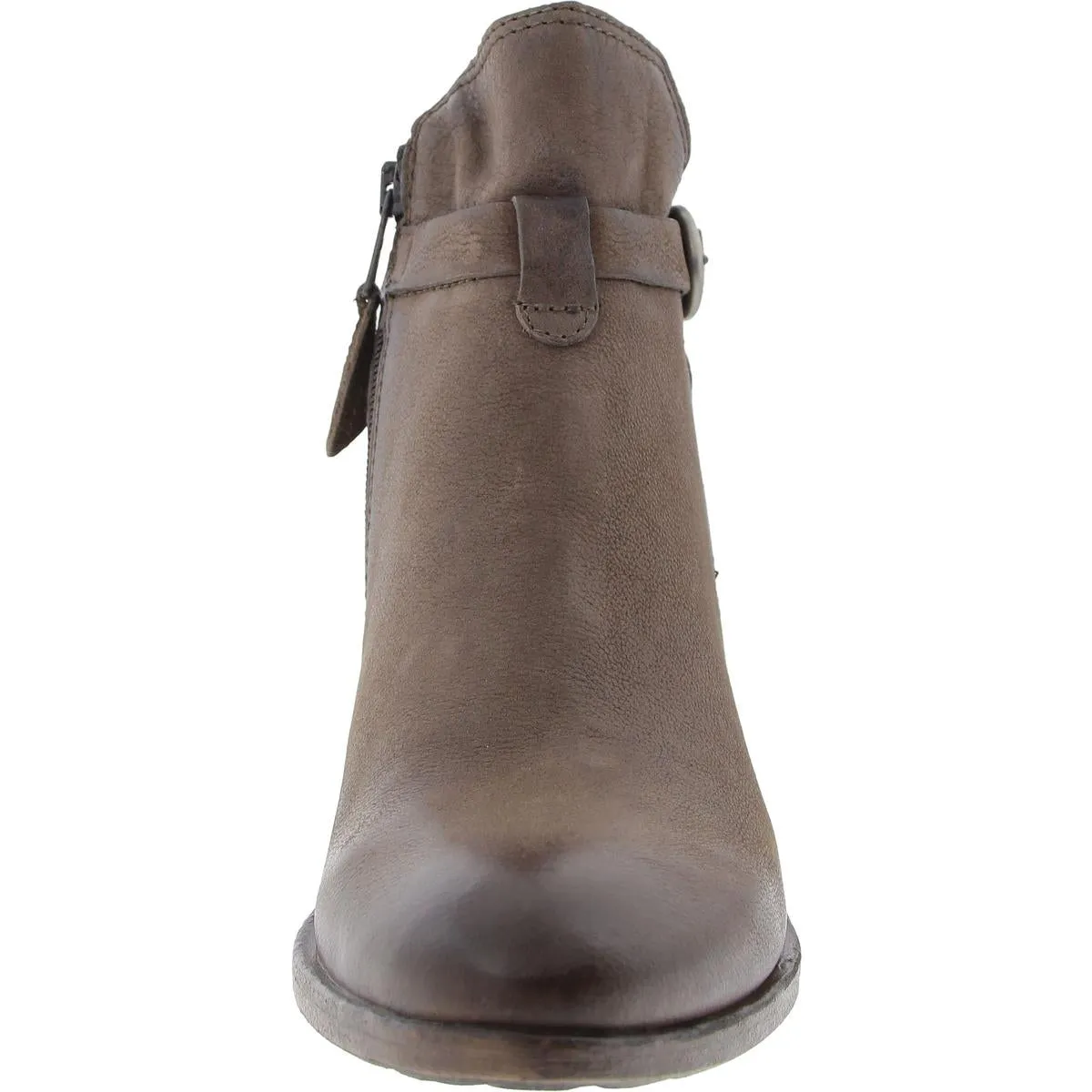 Davis Womens Block Heel Leather Ankle Boots