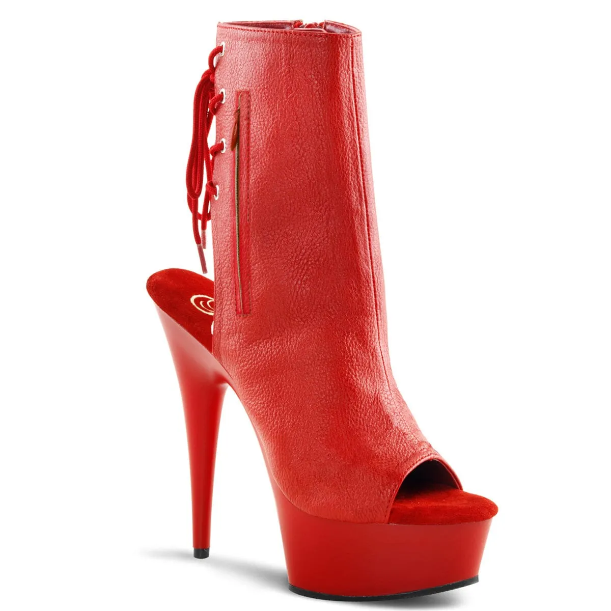 DELIGHT-1018 Red Faux Leather/Red