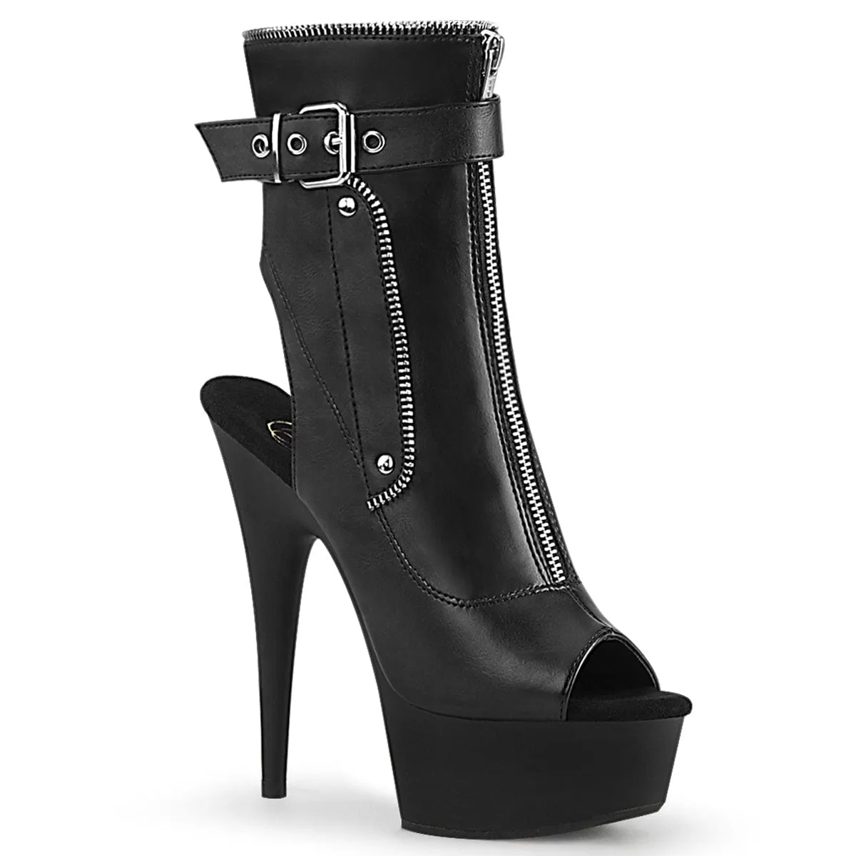 DELIGHT-1035 Black Faux Leather/Black Matte