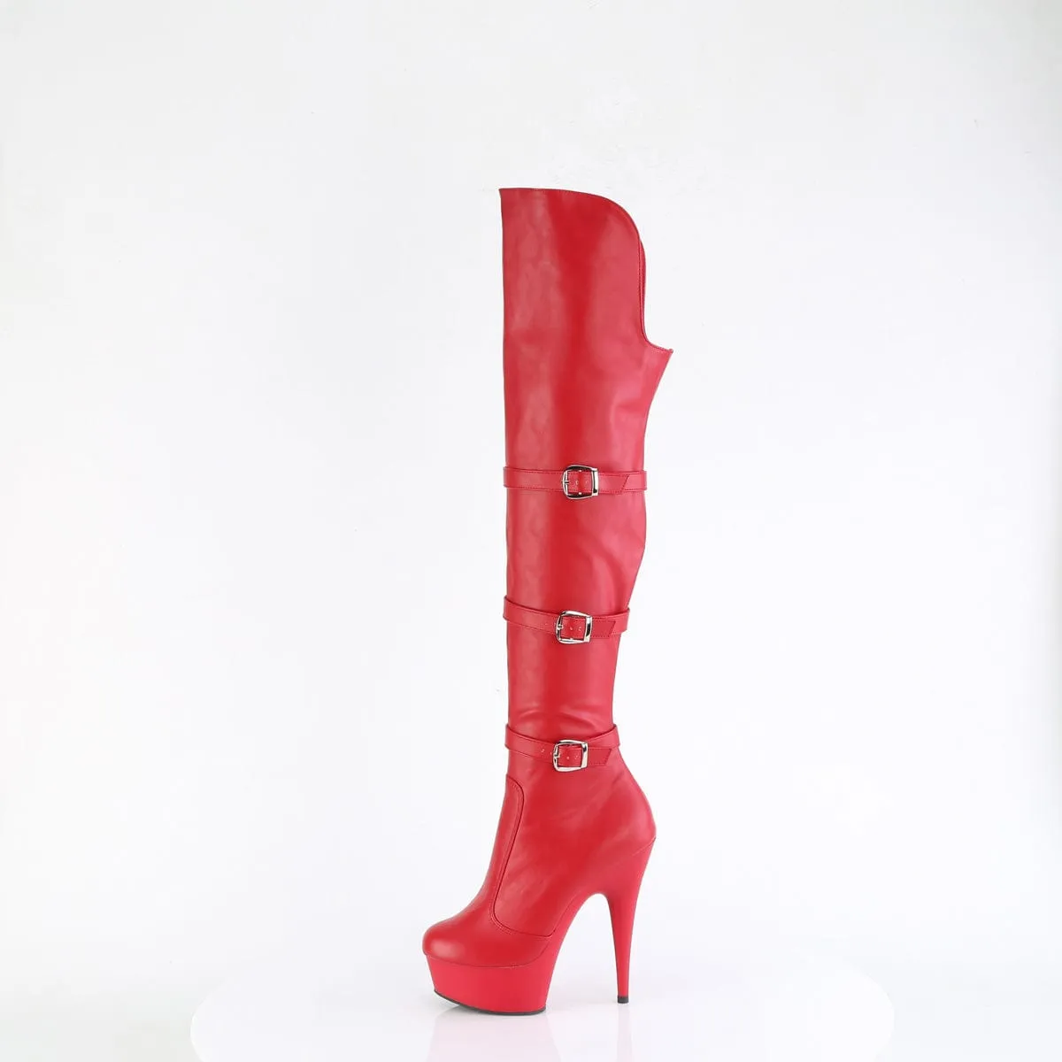 DELIGHT-3018 Red Stretch Faux Leather/Red Matte