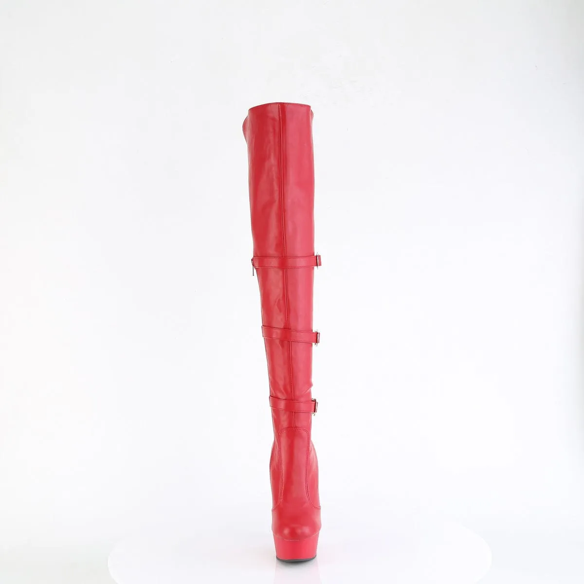 DELIGHT-3018 Red Stretch Faux Leather/Red Matte
