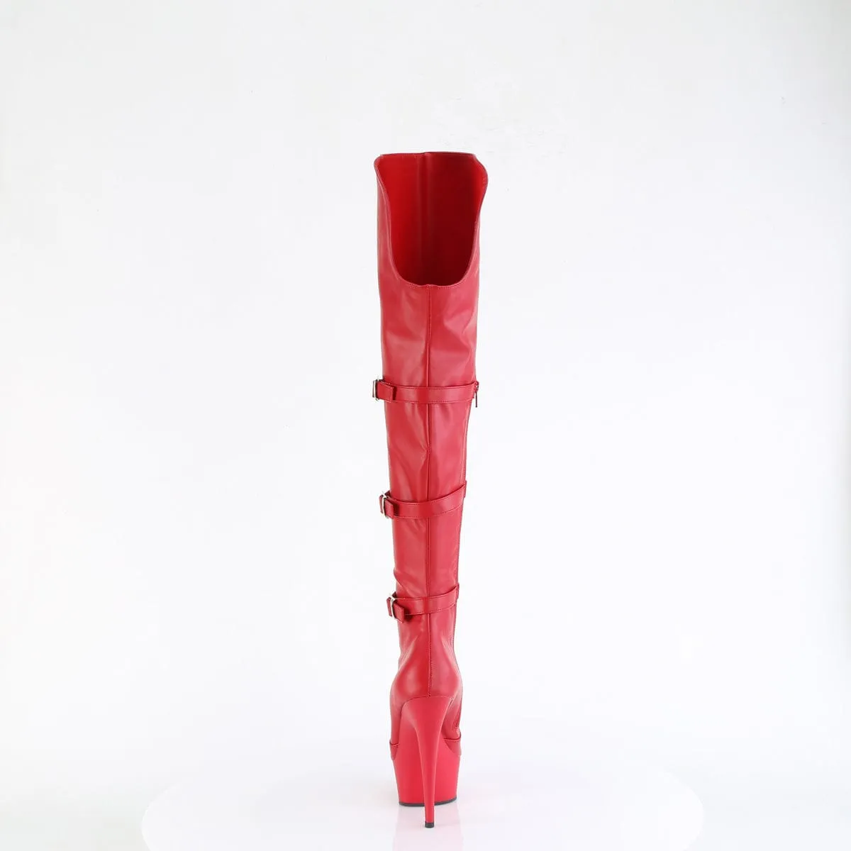 DELIGHT-3018 Red Stretch Faux Leather/Red Matte