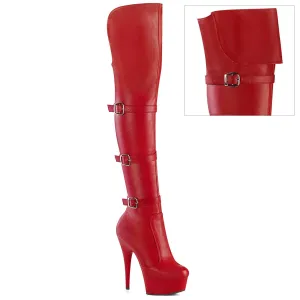 DELIGHT-3018 Red Stretch Faux Leather/Red Matte