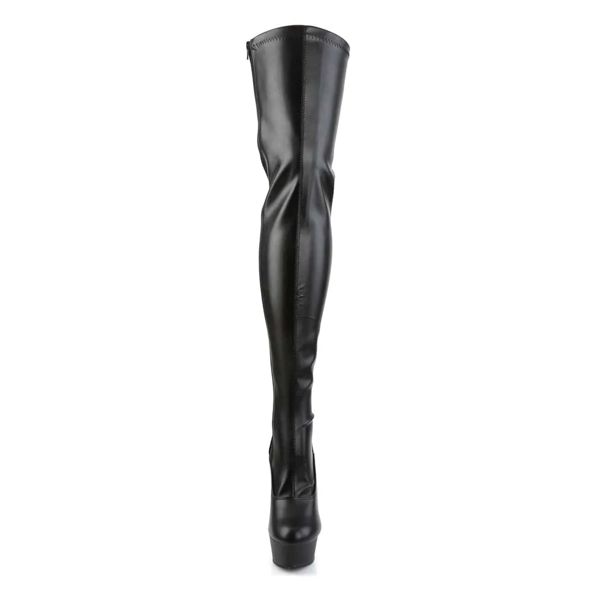 DELIGHT-3063 Black Stretch Faux Leather/Black