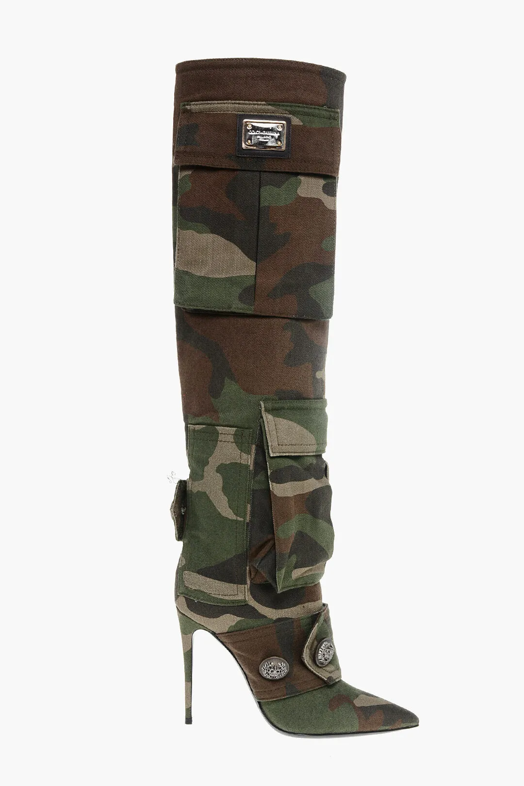 Dolce & Gabbana Camouflage Denim Boots With Pockets 11Cm