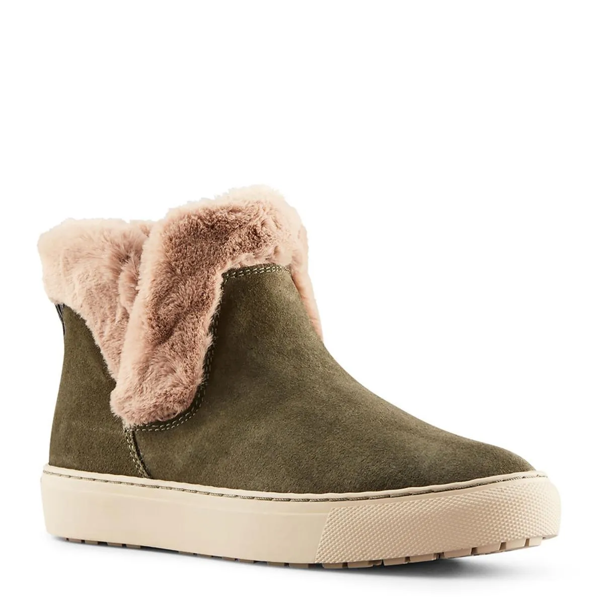 Duffy Womens Faux Leather Faux Fur Trim Ankle Boots