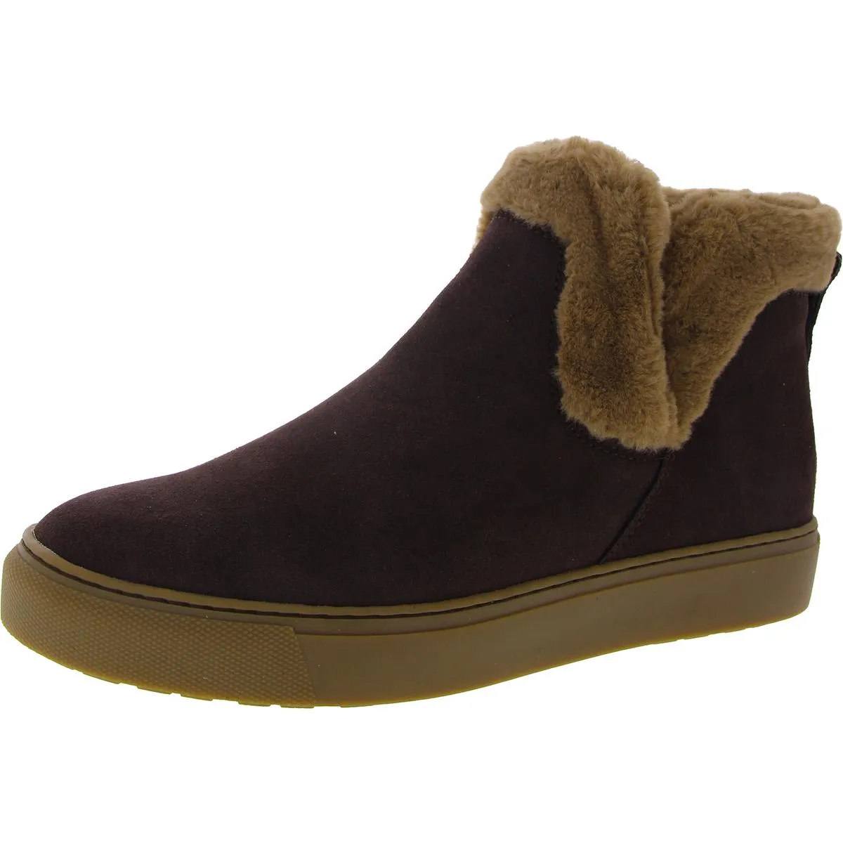 Duffy Womens Faux Leather Faux Fur Trim Ankle Boots