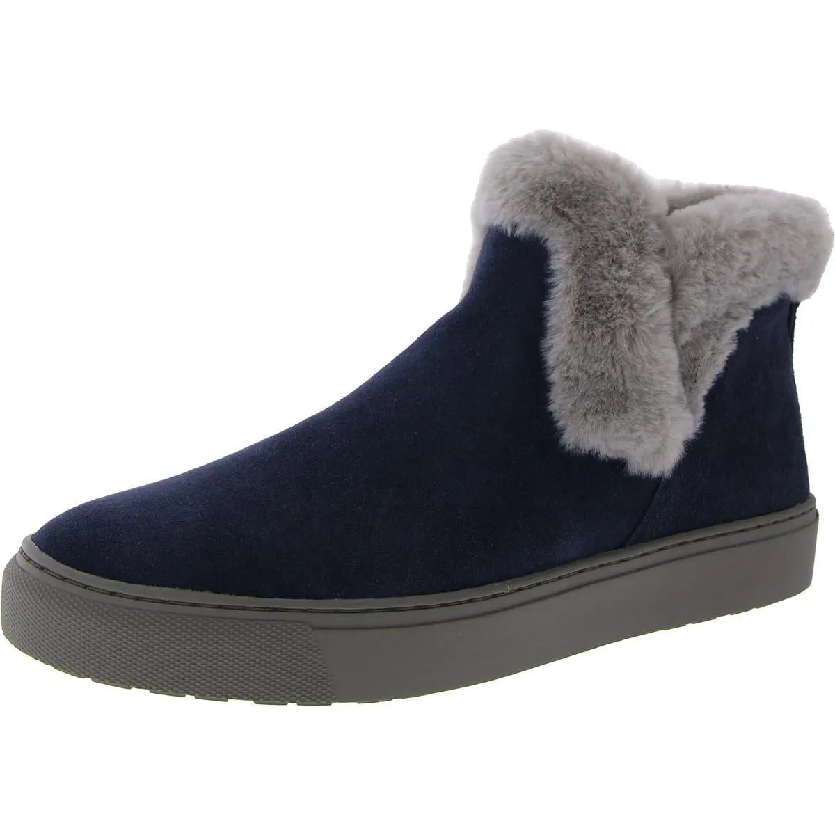 Duffy Womens Faux Leather Faux Fur Trim Ankle Boots