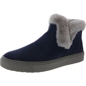 Duffy Womens Faux Leather Faux Fur Trim Ankle Boots