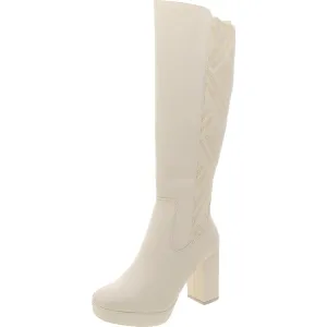 Elisenda Womens Zipper Faux Leather Knee-High Boots