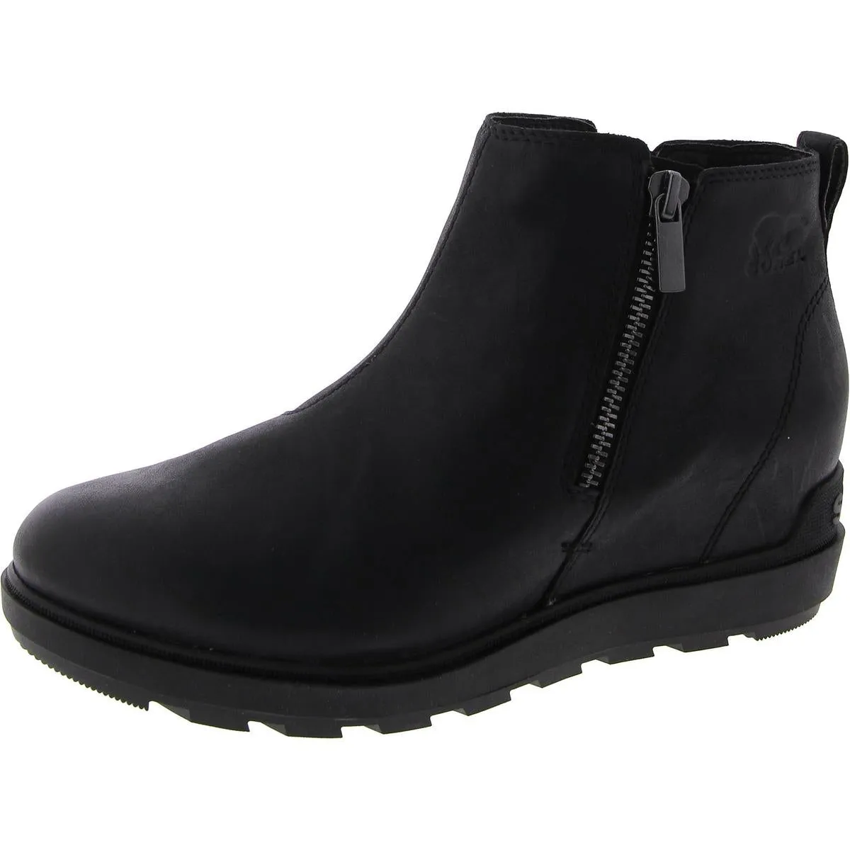 Evie ll Zip Womens Leather Ankle Wedge Boots