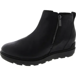 Evie ll Zip Womens Leather Ankle Wedge Boots