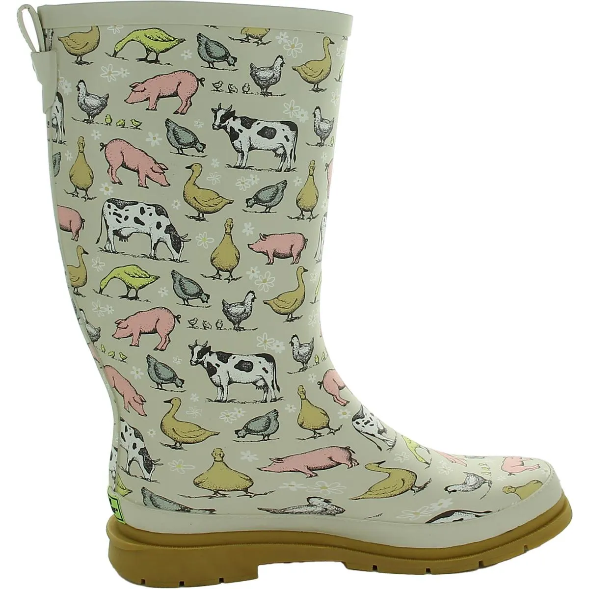 FARM HOUSE Womens Pull On Animal Print Rain Boots