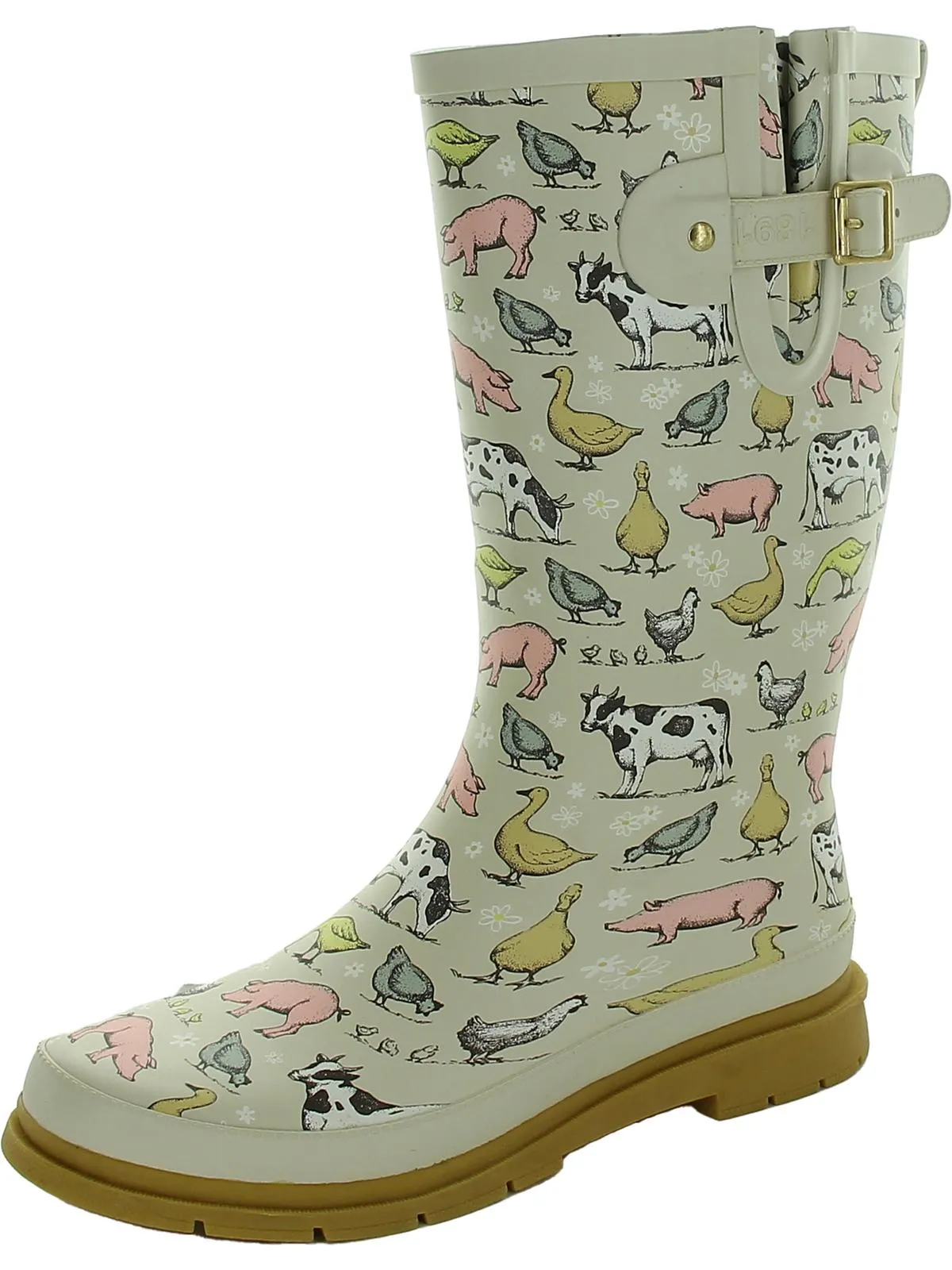 FARM HOUSE Womens Pull On Animal Print Rain Boots