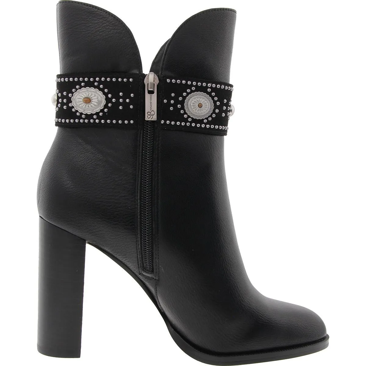 Finova Womens Embellished Faux Leather Mid-Calf Boots