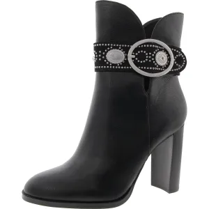 Finova Womens Embellished Faux Leather Mid-Calf Boots
