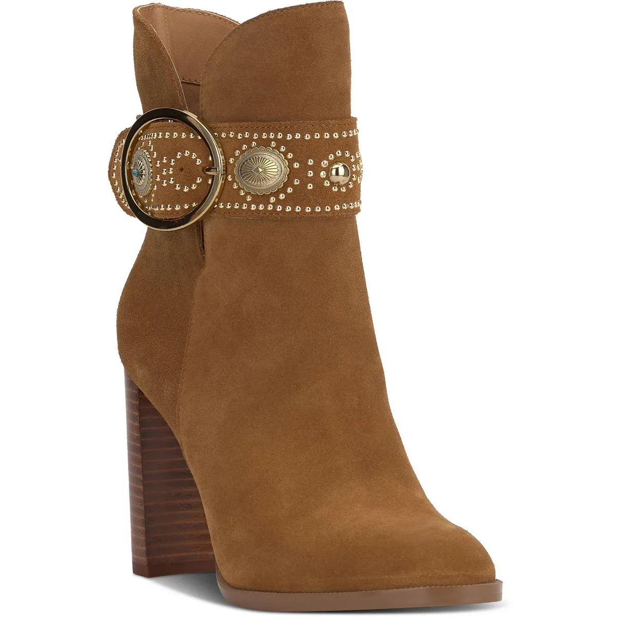 Finova Womens Embellished Faux Leather Mid-Calf Boots