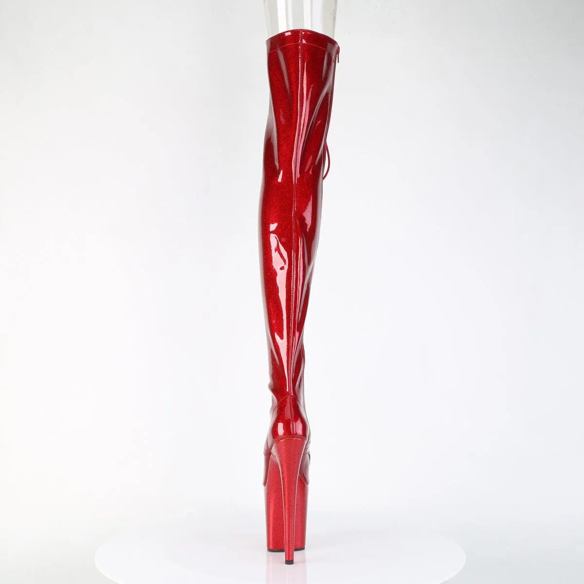 FLAMINGO-3021GP Red Glitter Pat Thigh Boots