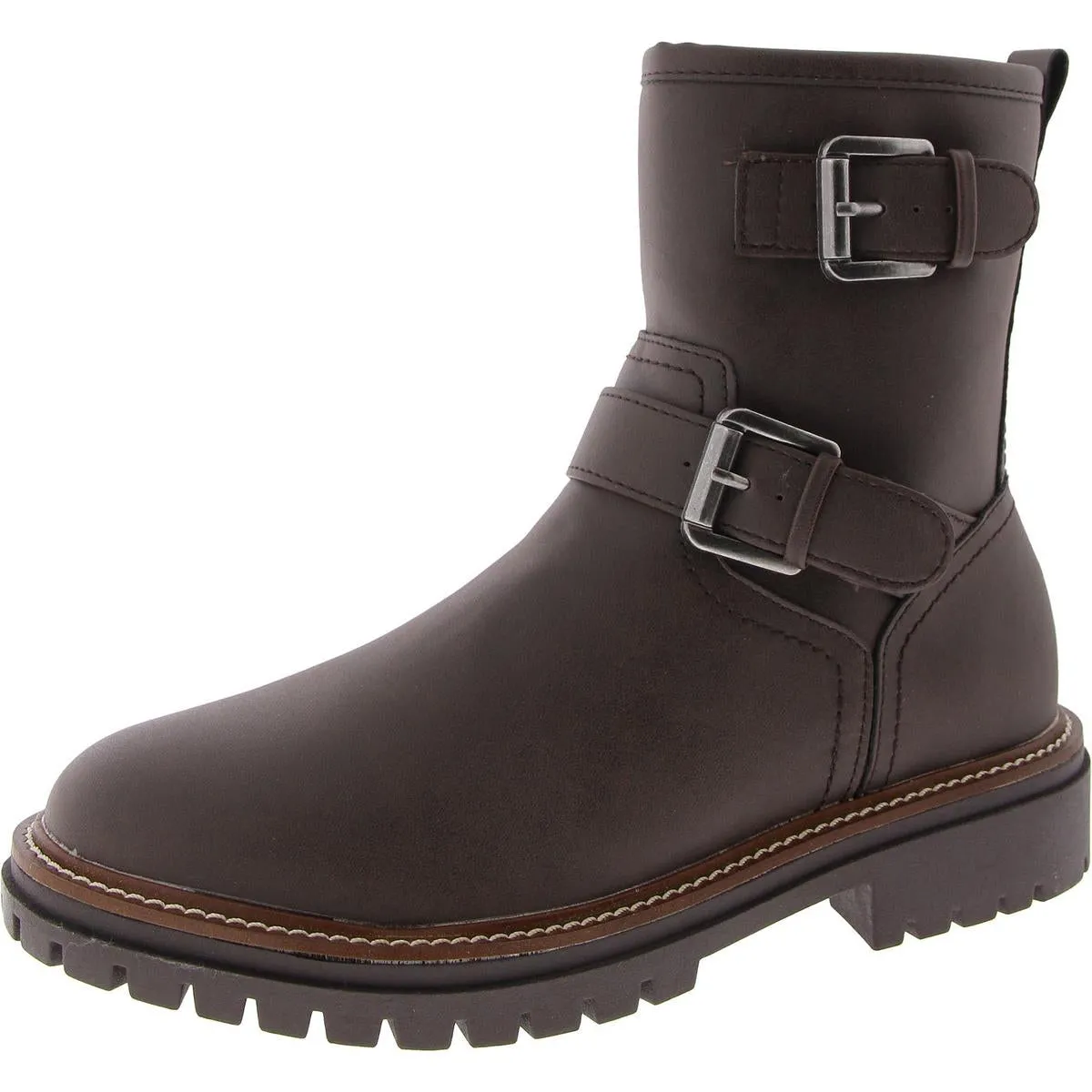 Florence-L Womens Water-Resistant Lug-Sole Motorcycle Boots