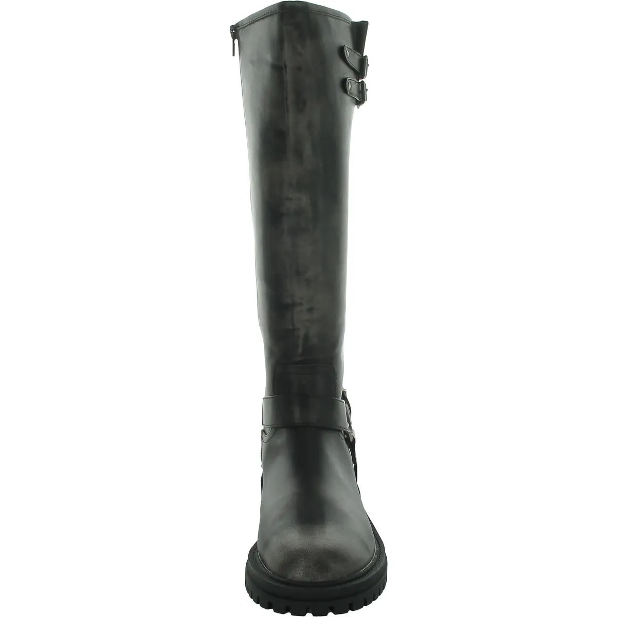 Franco Womens Faux Leather Knee-High Motorcycle Boots
