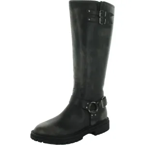 Franco Womens Faux Leather Knee-High Motorcycle Boots